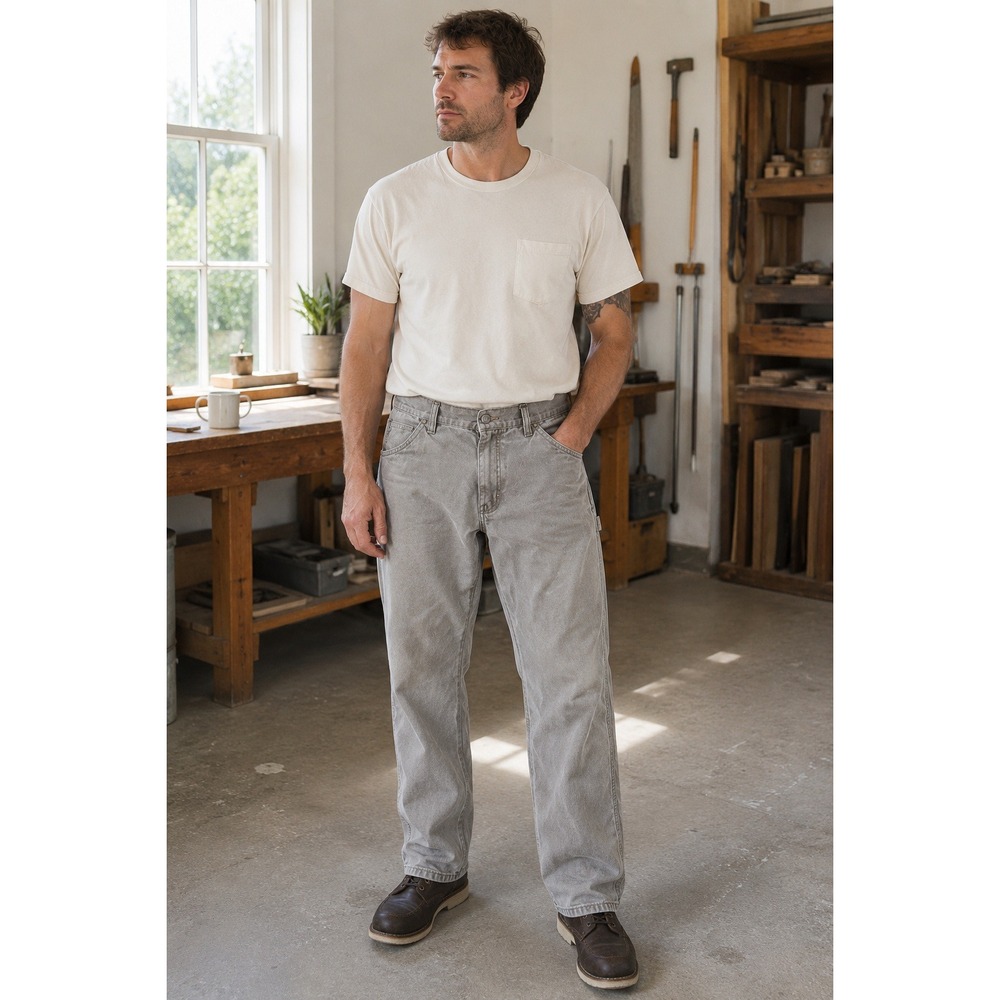 Craftsman Mens Tan Cotton Canvas Carpenter Workwear Pants 38x30 Utility Khaki